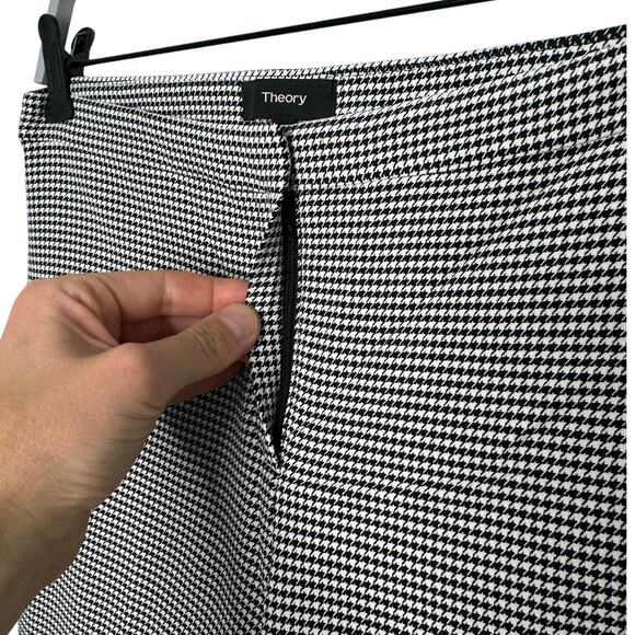 Theory Classic Crop Houndstooth Ankle Skinny Pants, Black/White, Women's Size 0 - Picture 3 of 8